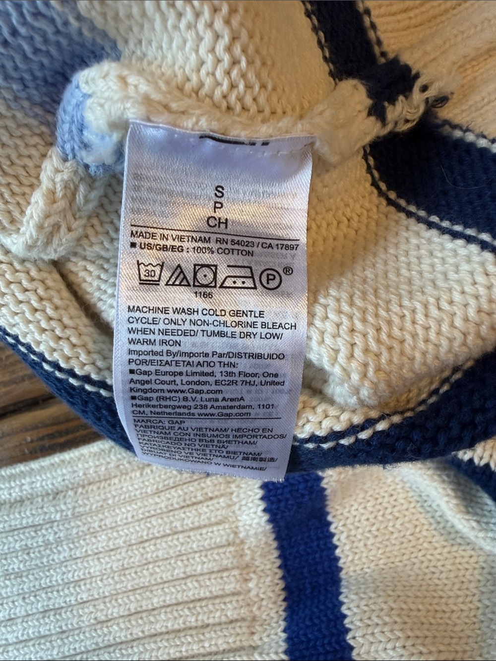 Gap Roll Neck Cotton Blue Stripe Sweater Nautical - Picture 7 of 8